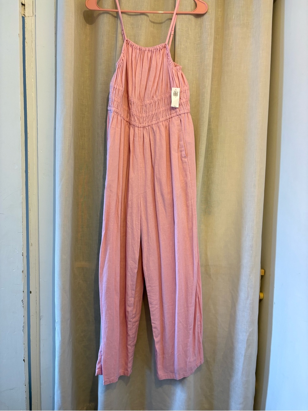 Old Navy Dusty Pink Smocked Spaghetti Strap Jumpsuit